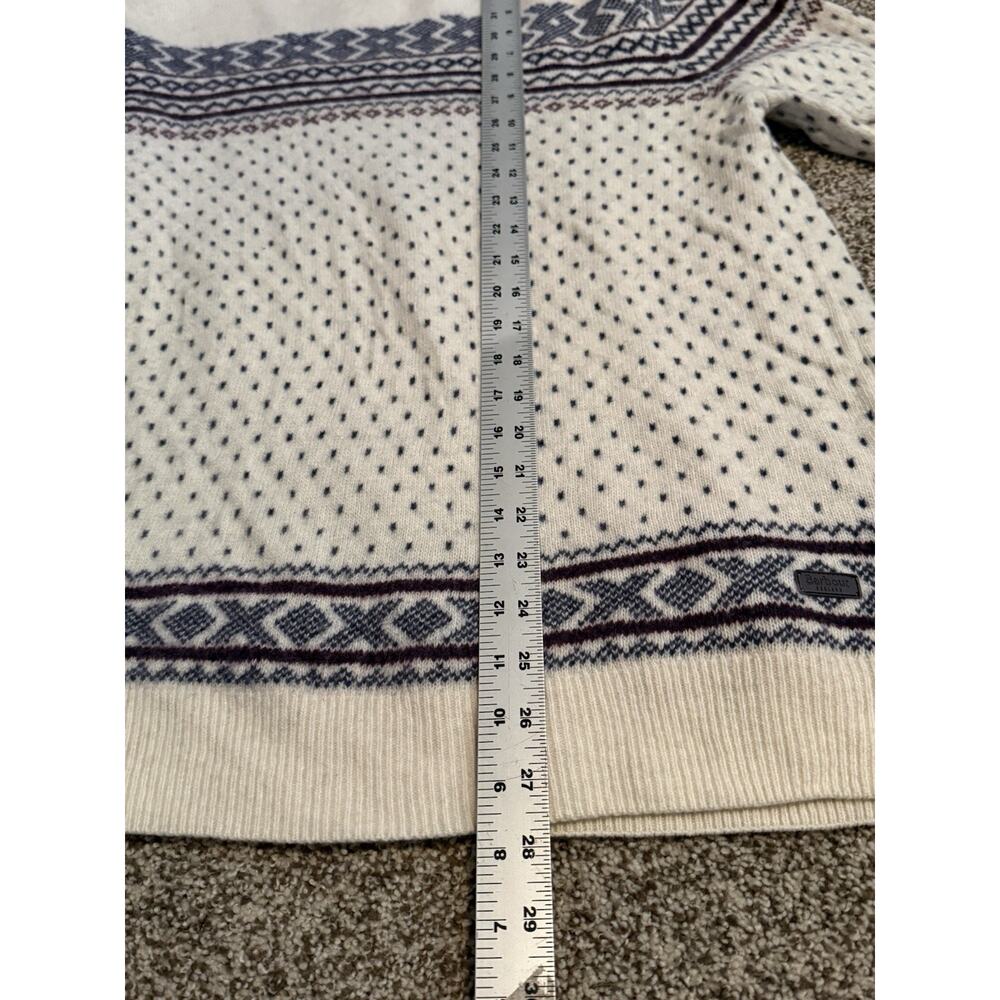 Barbour Mens Large Fits Like XL 100% Wool Sweater Fair Isle Blue White See Descr - Picture 13 of 14